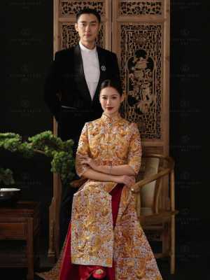 复古中式婚纱照图片民国风-中式复古婚纱照影楼